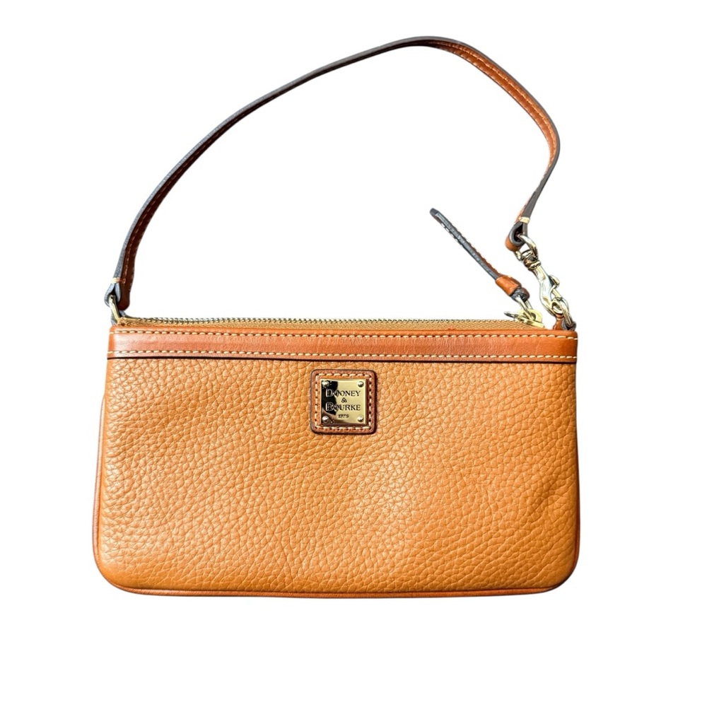 Dooney & Bourke Pebble Grain Large Slim Wristlet Caramel Brown